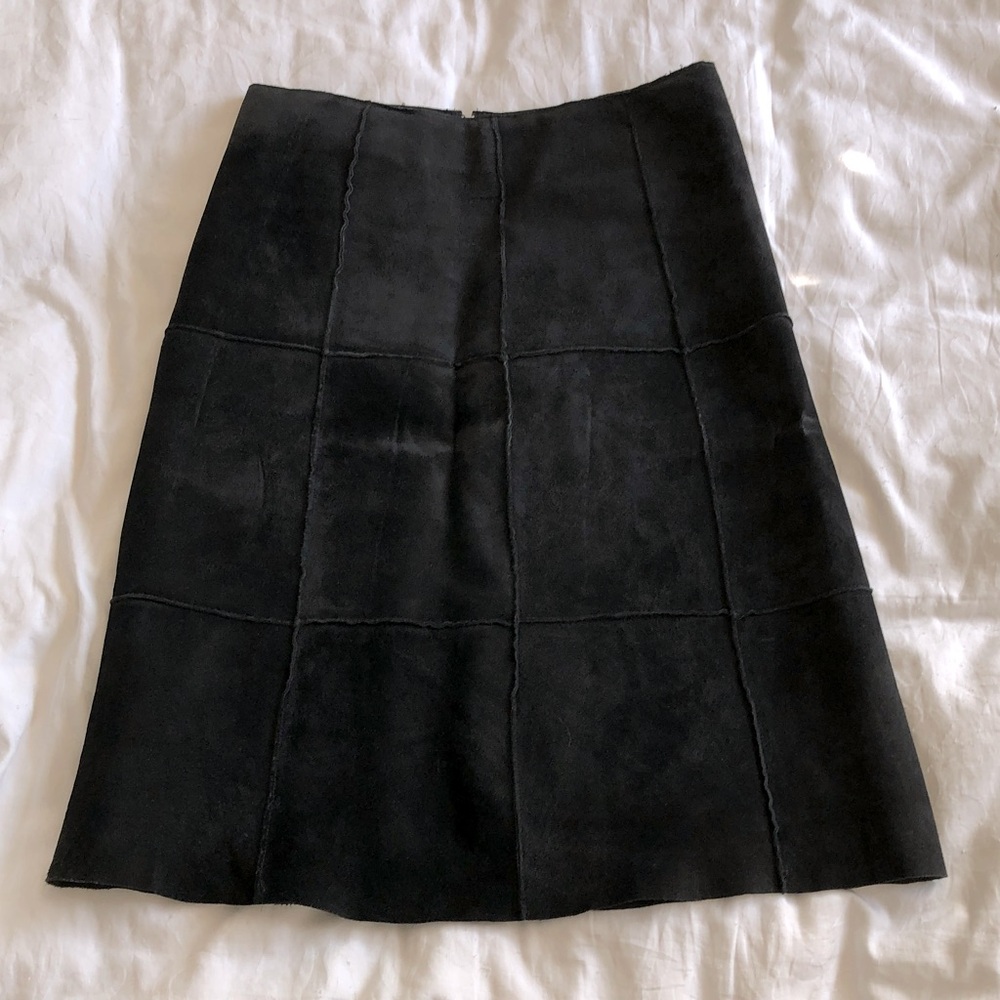 6 Suede Leather Patchwork Skirt Midi Pencil A Line
